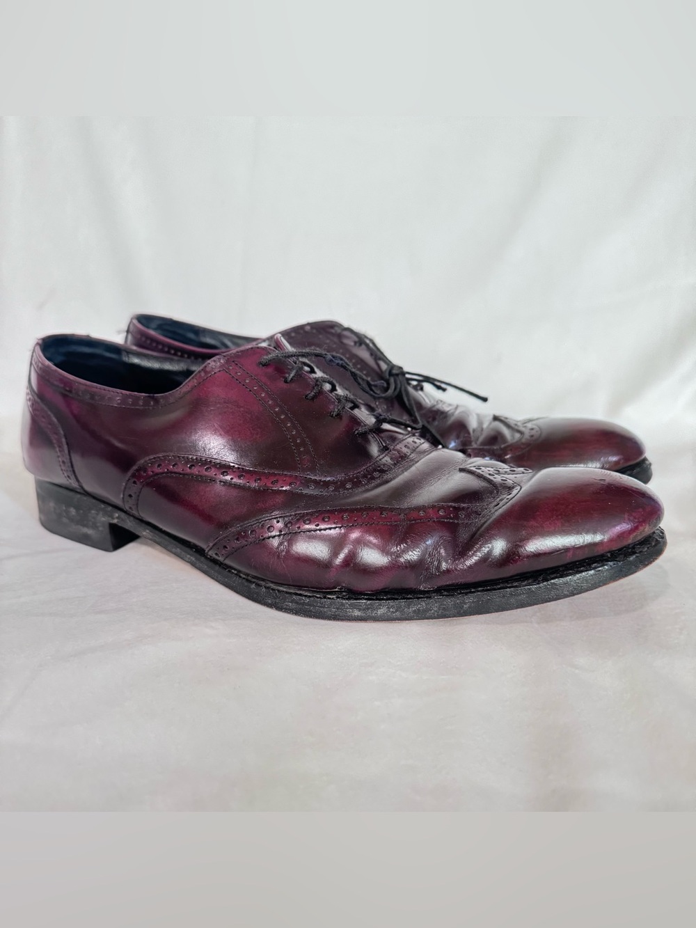 Vintage Florsheim 11.5C Burgundy Oxblood Leather Wingtip Oxford 30387 Flex Shoes